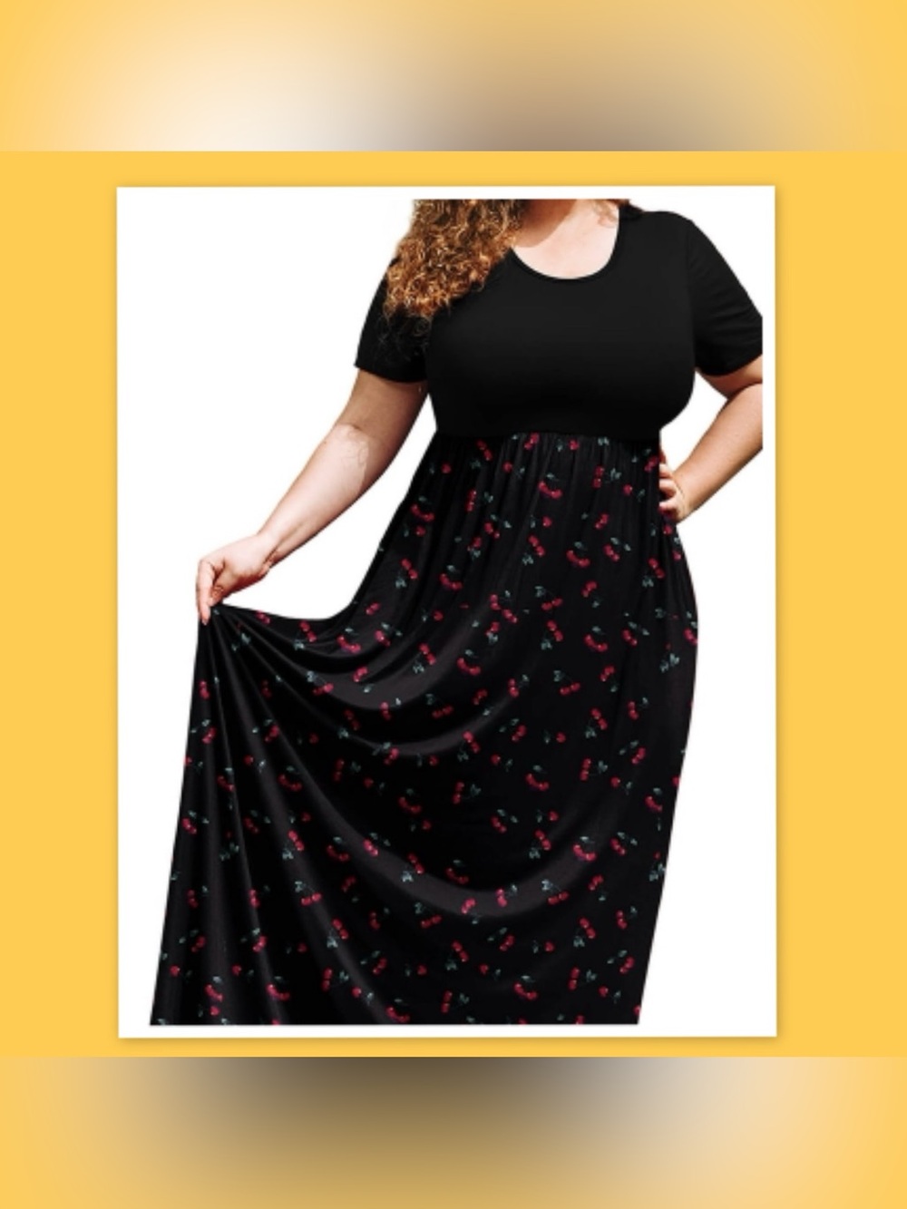 Women's Maxi Dress ~ Vibrant Cherry Print ~ Size XL